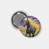 Majestic Black Horse mit Golden Mane Magnet (Vorderseite/Rückseite)