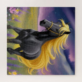 Majestic Black Horse mit Golden Mane Puzzle (Horizontal)