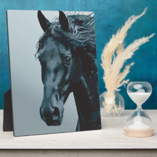 Majestic Black Horse Portrait Fotoplatte