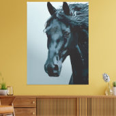 Majestic Black Horse Portrait Leinwanddruck (Insitu (Wohnzimmer))