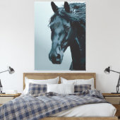 Majestic Black Horse Portrait Leinwanddruck (Insitu (Schlafzimmer))