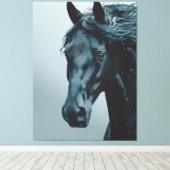 Majestic Black Horse Portrait Leinwanddruck (Insitu (Holzboden))