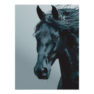 Majestic Black Horse Portrait Poster