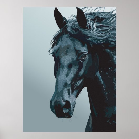 Majestic Black Horse Portrait Poster (Vorne)