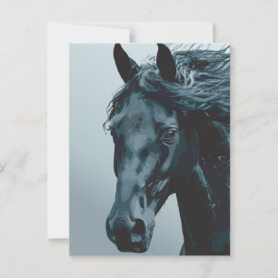 Majestic Black Horse Portrait Postkarte