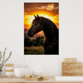 Majestic Black Horse Sunset Poster | Elegant Weste (Küche)