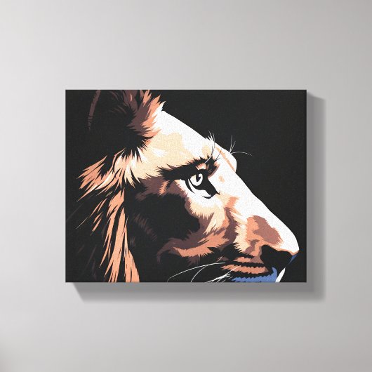 Majestic Black Lion | Hochwertige dunkle Ästhetik Leinwanddruck (Vorderseite)