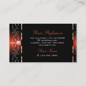 Majestic Black Orange Red Verziert Borders Ornamen Visitenkarte (Rückseite)