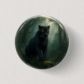 Majestic Black Panther Jungle 3D Button mit Tiefe (Vorderseite)