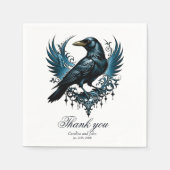 Majestic Black raven auf einem verzierten Serviette (Vorderseite)