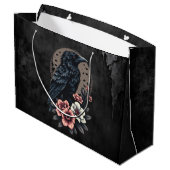 Majestic Black raven Große Geschenktüte (Rückseite Schrägansicht)