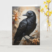 Majestic Black Raven Portrait Blume Moon Blank Karte (Gelbe Blume)