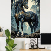 Majestic Black Stallion Forest Wall Art Poster (Heimbüro)