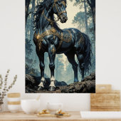 Majestic Black Stallion Forest Wall Art Poster (Küche)
