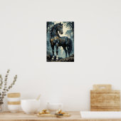 Majestic Black Stallion Forest Wall Art Poster (Küche)