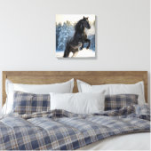 Majestic Black Stallion in Winter Snow  Leinwanddruck (Insitu (Schlafzimmer))