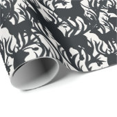 Majestic Black & White Rentier Illustration Geschenkpapier (Rolleneckpunkt)