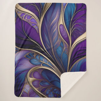Majestic Bloom - Tief Lila und blau Abstrakt Sherpadecke