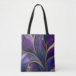 Majestic Bloom - Tief Lila und blau Abstrakt Tasche