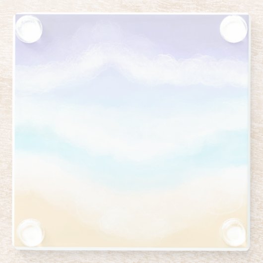 Majestic Blue and Aquamarin Waves am Sandstrand Glasuntersetzer (Rückseite)