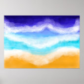 Majestic Blue and Aquamarin Waves am Sandstrand Poster (Vorne)