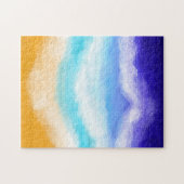 Majestic Blue and Aquamarin Waves am Sandstrand Puzzle (Horizontal)