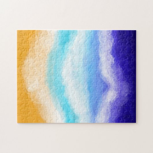 Majestic Blue and Aquamarin Waves am Sandstrand Puzzle (Horizontal)