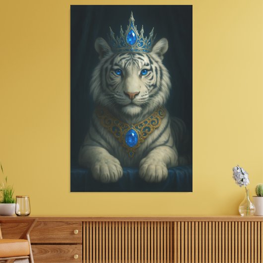 Majestic Blue Crown Royal Tiger – Luxury Fine Art Leinwanddruck (Insitu (Wohnzimmer))