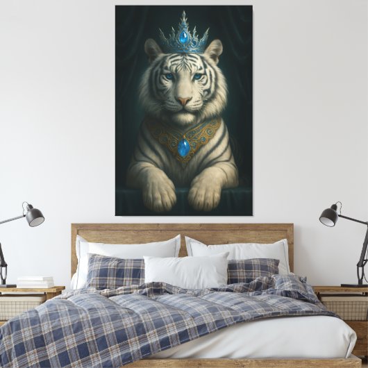 Majestic Blue Crown Royal Tiger – Luxury Fine Art Leinwanddruck (Insitu (Schlafzimmer))