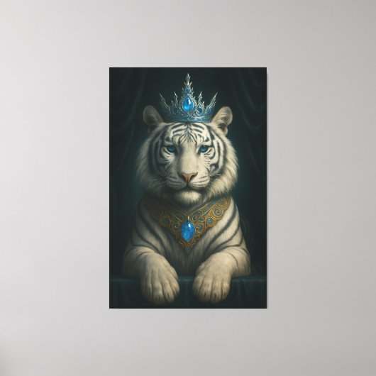 Majestic Blue Crown Royal Tiger – Luxury Fine Art Leinwanddruck (Vorderseite)