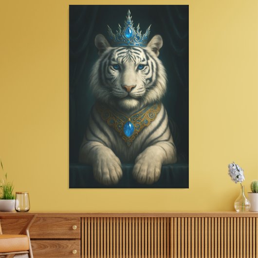 Majestic Blue Crown Royal Tiger – Luxury Fine Art Leinwanddruck (Insitu (Wohnzimmer))