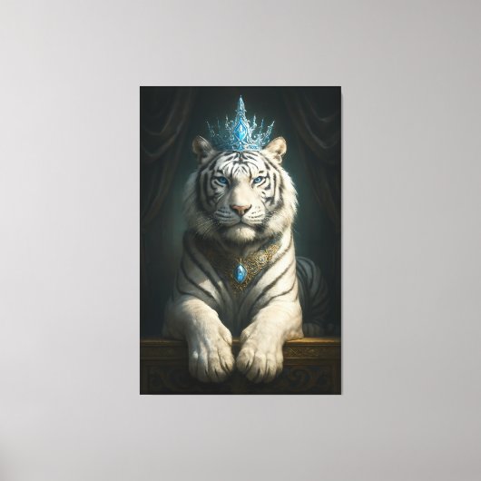 Majestic Blue Crown White Tiger · Fine Art Canvas Leinwanddruck (Vorderseite)