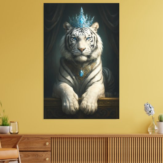 Majestic Blue Crown White Tiger · Fine Art Canvas Leinwanddruck (Insitu (Wohnzimmer))