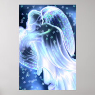 Majestic Blue Engel mit Stars Poster