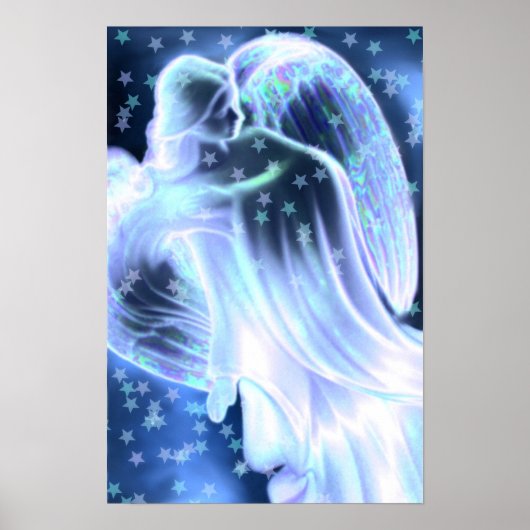 Majestic Blue Engel mit Stars Poster (Vorne)