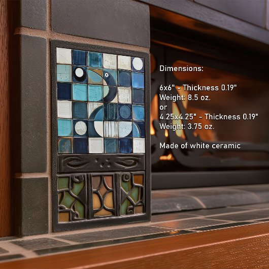 Majestic Blue Heron Mosaik Imitats Relief Fliese