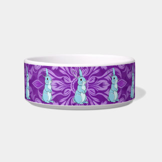 Majestic Blue Rabbit Mandala Purple Pet Bowl Napf
