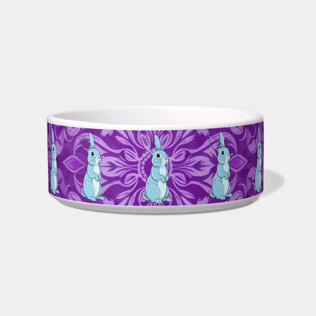 Majestic Blue Rabbit Mandala Purple Pet Bowl Napf (Vorderseite)