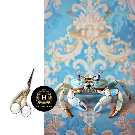 Majestic Blue Tropical Crab Vintage Art Deco Seidenpapier