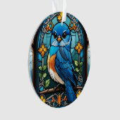 Majestic Bluebird auf feststehendem Glasfenster Ornament (Vorderseite)