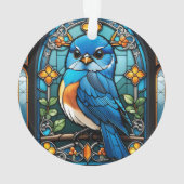 Majestic Bluebird auf feststehendem Glasfenster Ornament (Rückseite)