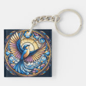 Majestic Bluebird unter der goldenen Sonne Schlüsselanhänger (Rückseite)