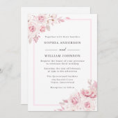 Majestic Blush Schöne Wasserfarbenhochzeit mit Blu Einladung (Vorne/Hinten)