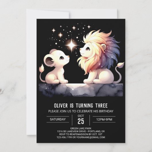 Majestic Boho Lion Birthday Einladung (Vorderseite)