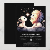 Majestic Boho Lion Birthday Einladung (Vorne/Hinten)
