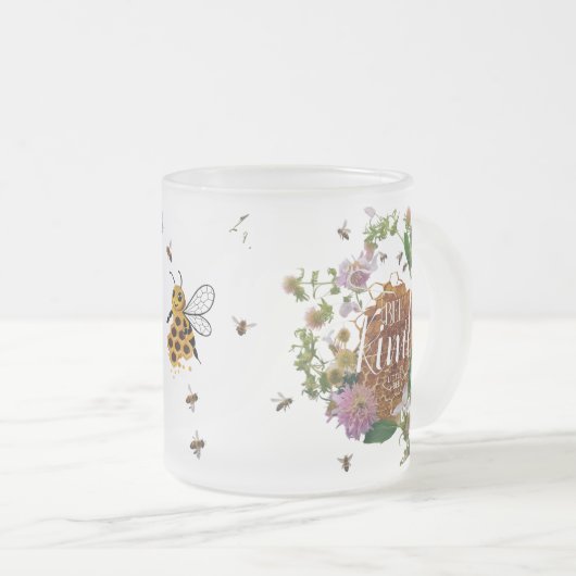 Majestic Botanical Bee Kind Floral Wreath Frosted  Mattglastasse (VorderseiteRechts)