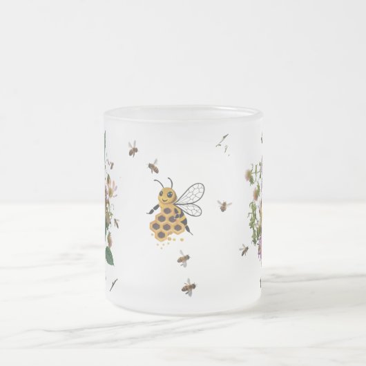 Majestic Botanical Bee Kind Floral Wreath Frosted Mattglastasse (Mittel)