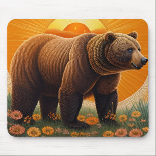 Majestic Brown Bär Stehend in einem Feld Mousepad