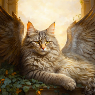 Majestic Brown Tabby with Wings in Golden Arcess Puzzle