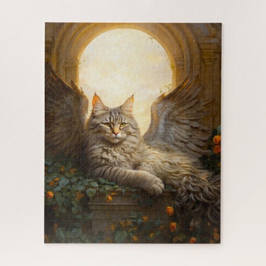 Majestic Brown Tabby with Wings in Golden Arcess Puzzle (Vertikal)